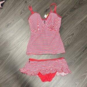 Cleo by Panache pink, white, and navy tankini